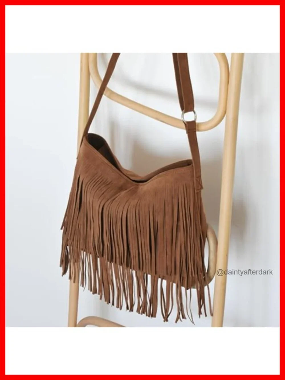 Faux Suede Leather Hobo Crossbody Bag Women Sling Shoulder Tassel